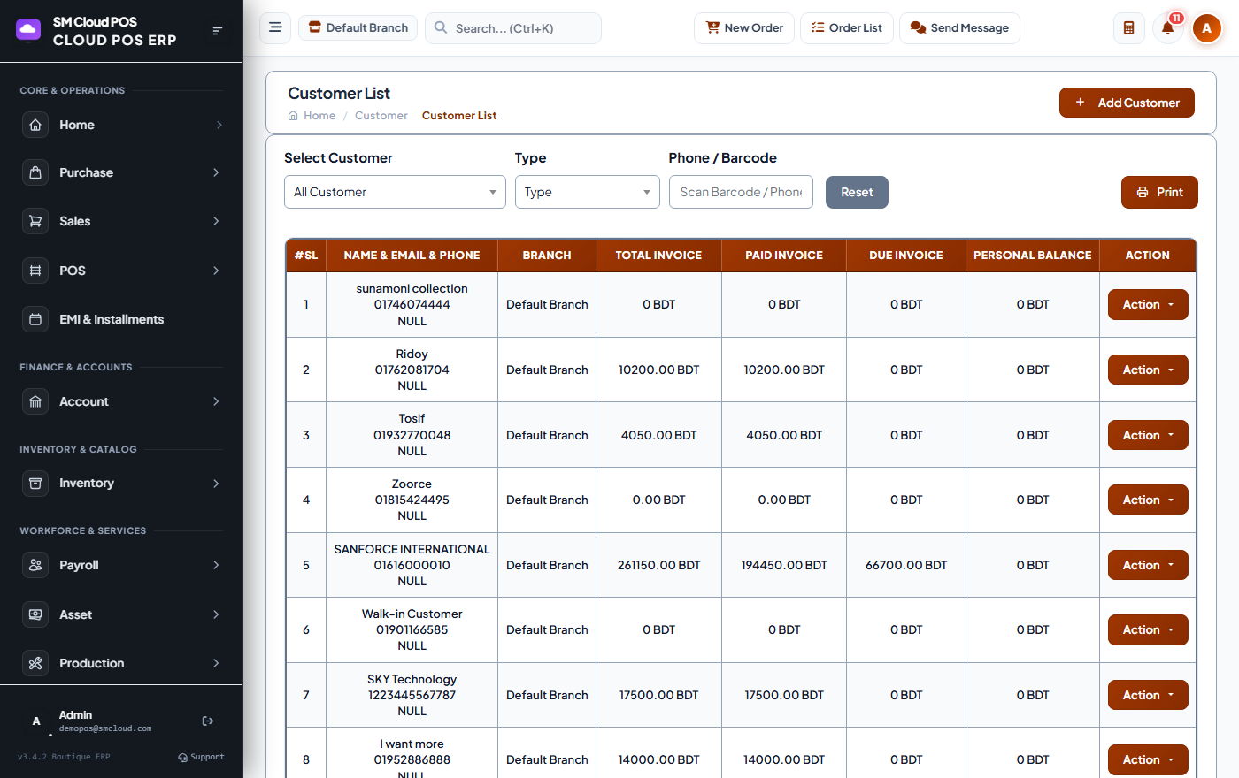 Customer & Due Ledger